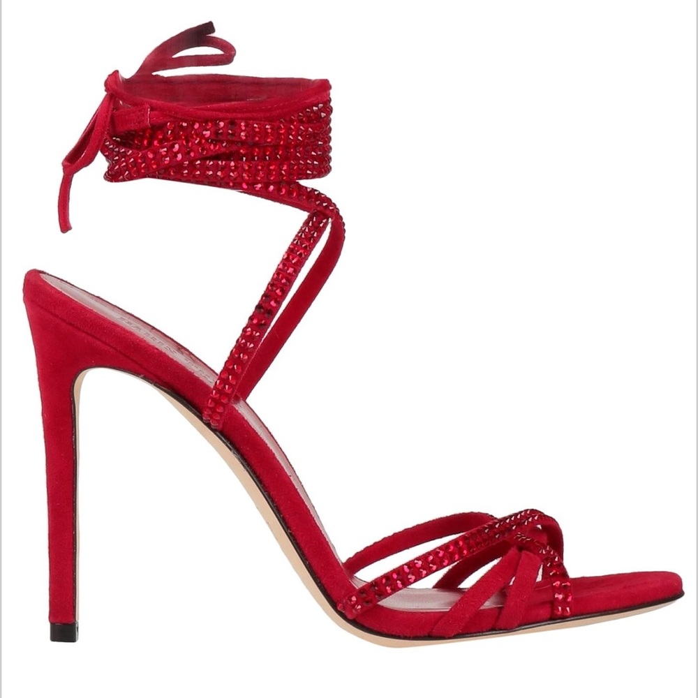 Paris Texas Red Crystal Strappy Heels